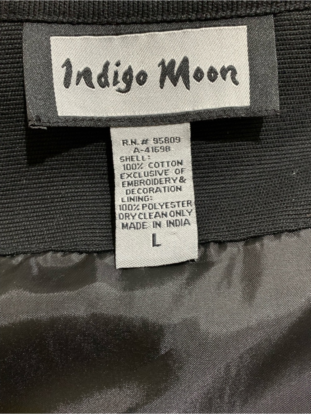 Indigo Moon Embroidered Folk Art Long Jacket Black Red Boho Statement Coat Large - Picture 5 of 8